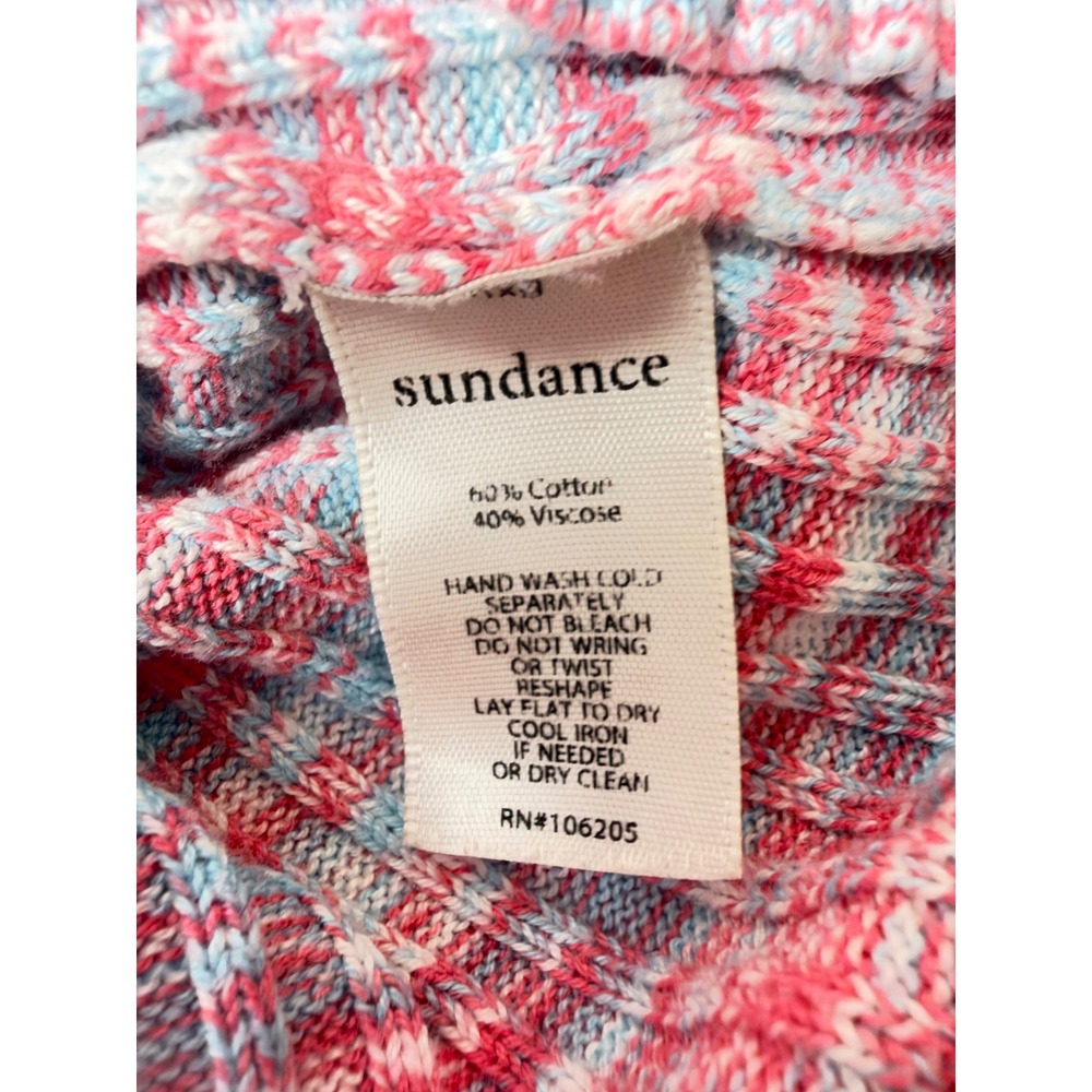 Sundance Pink Blue Space Dye Ribbed Henley Top Long Sleeve Button Cuff Small - Picture 6 of 8